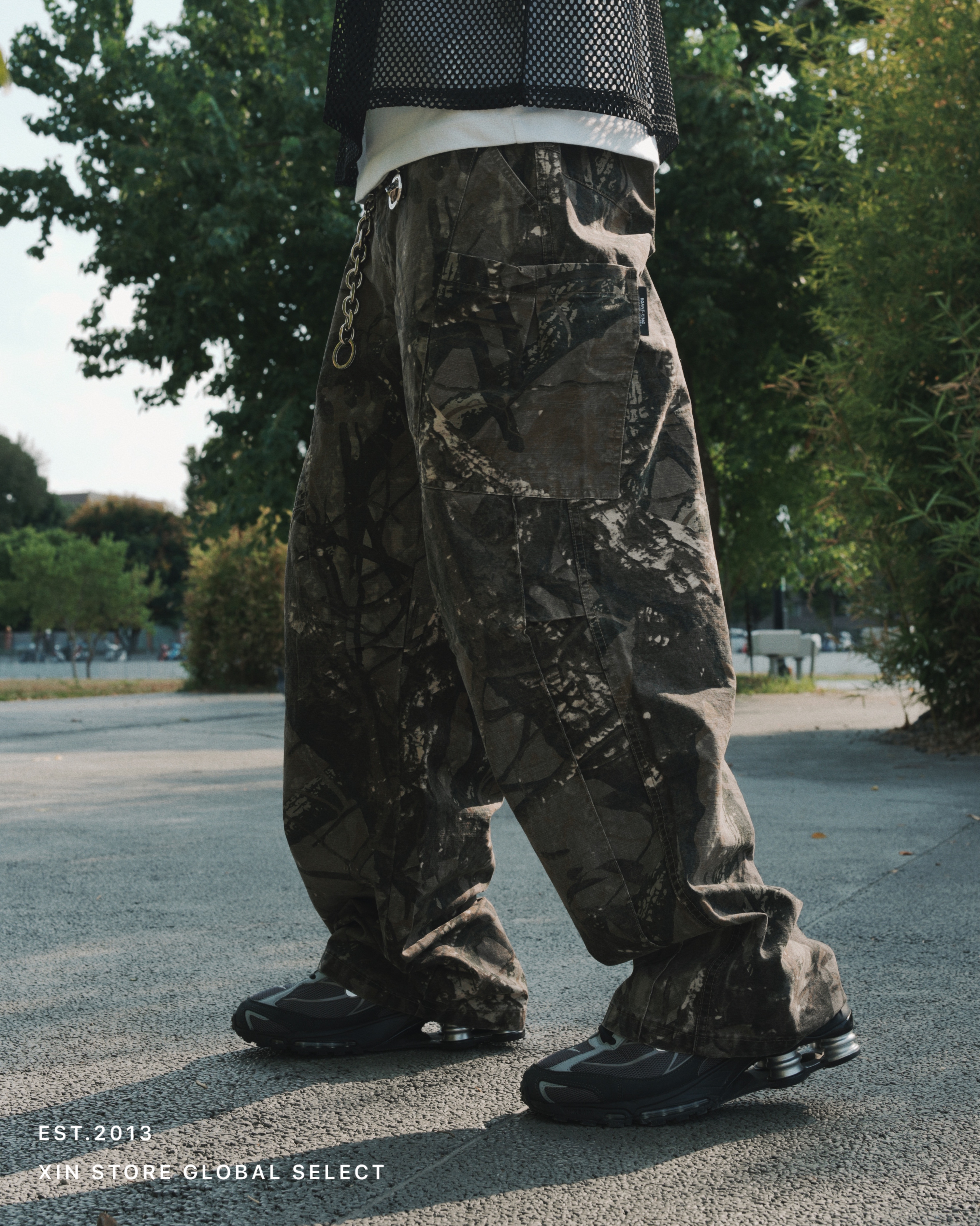 IVORY 樹紋 水洗 潑漆 直筒 樹枝褲 長褲 棕 MQ-DY113