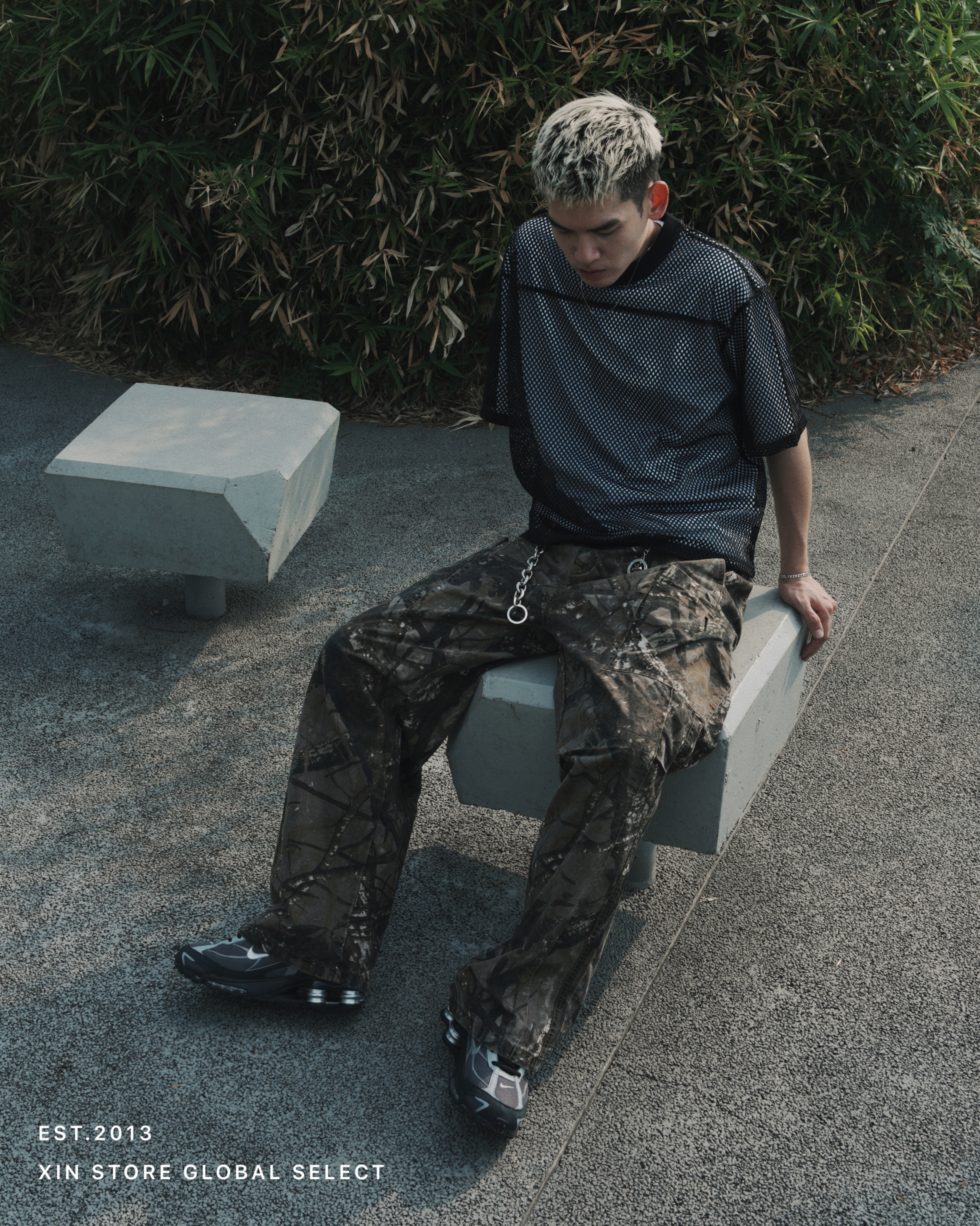 IVORY 樹紋 水洗 潑漆 直筒 樹枝褲 長褲 棕 MQ-DY113