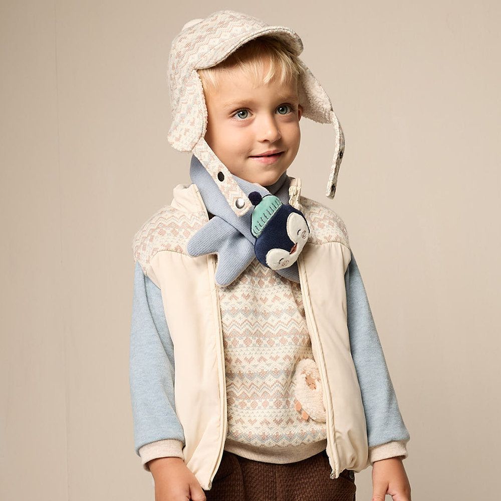 PIPPY 可愛立體小企鵝暖暖圍巾 藍