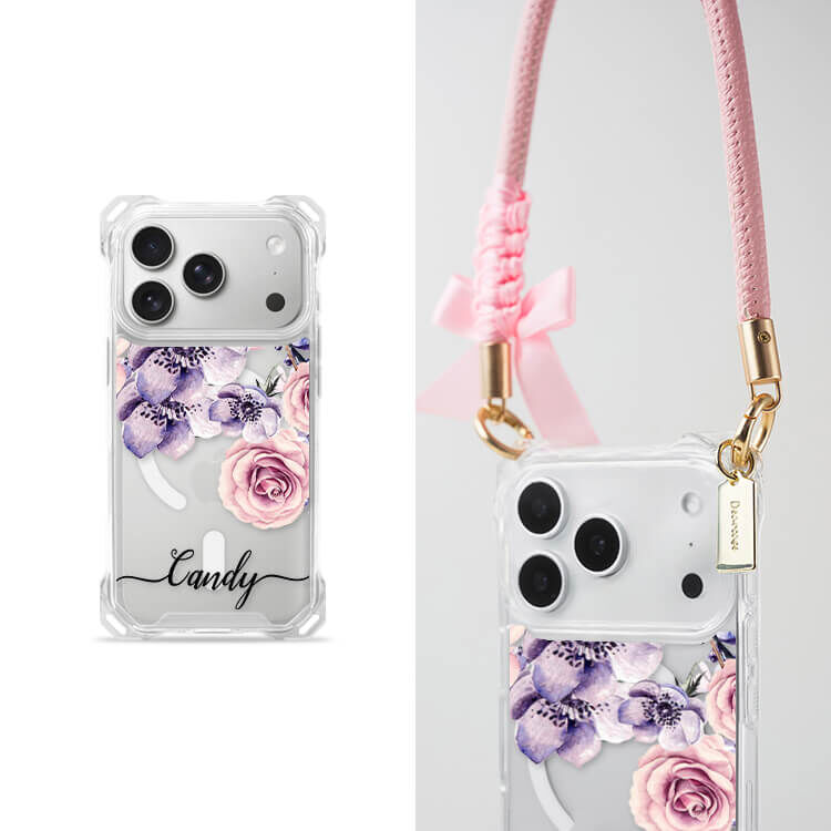 古典玫瑰 四角好掛殼 - 透明防摔掛繩殼 (MagSafe磁吸) iPhone手機殼