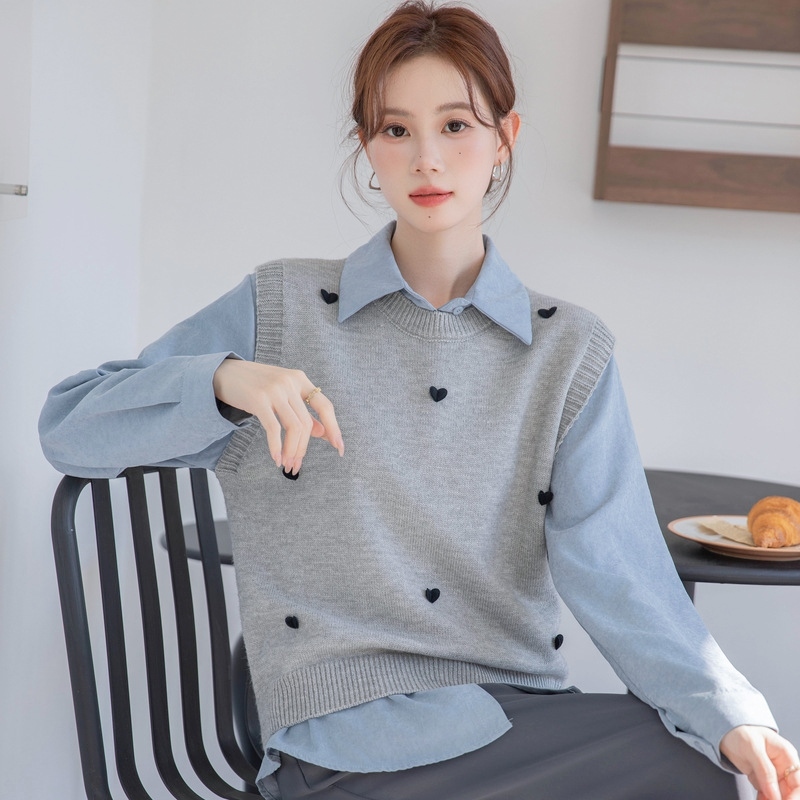 圓領愛心針織背心 兩色