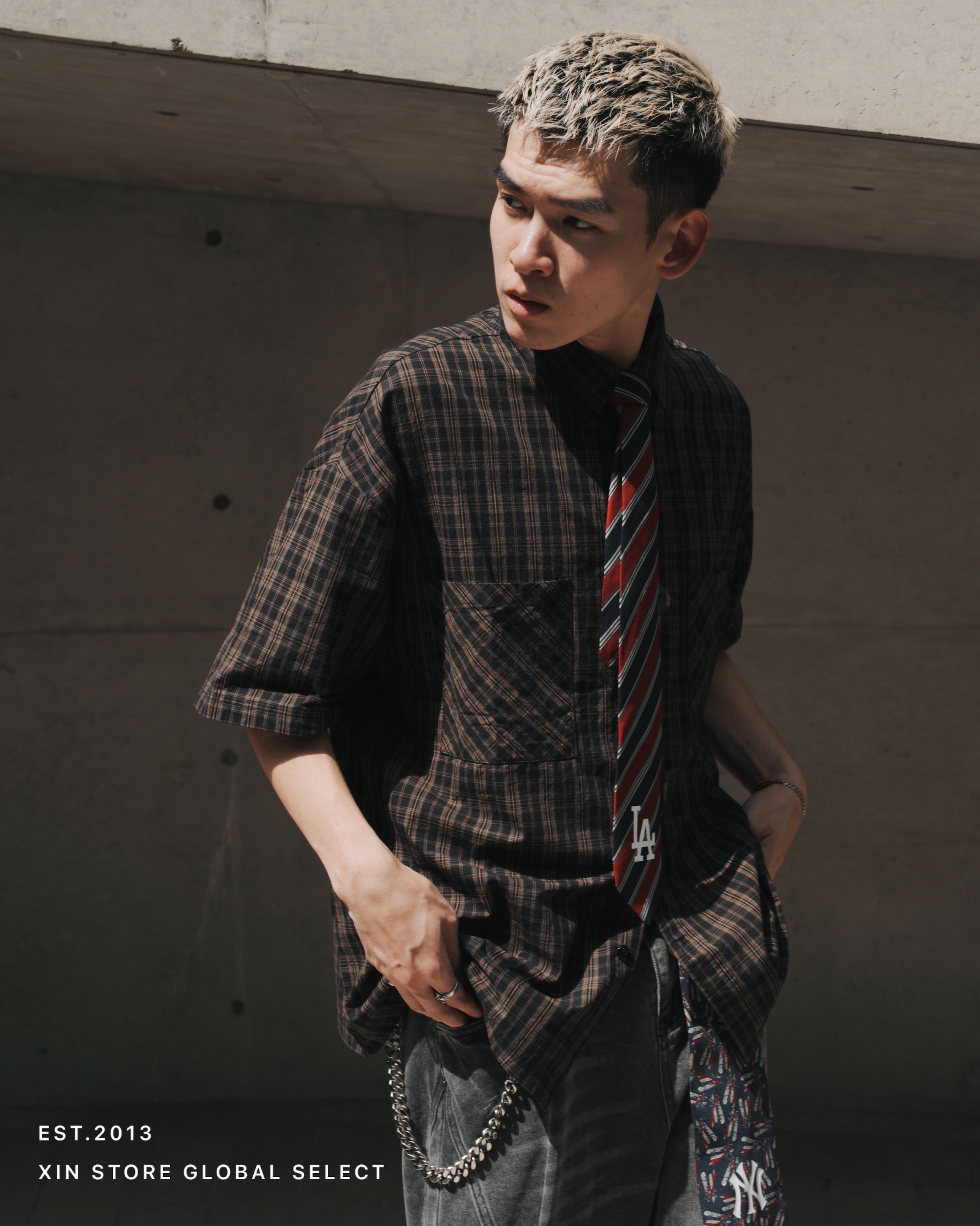 IVORY 復古 寬鬆 格紋 短袖 襯衫 兩色 CY-0348