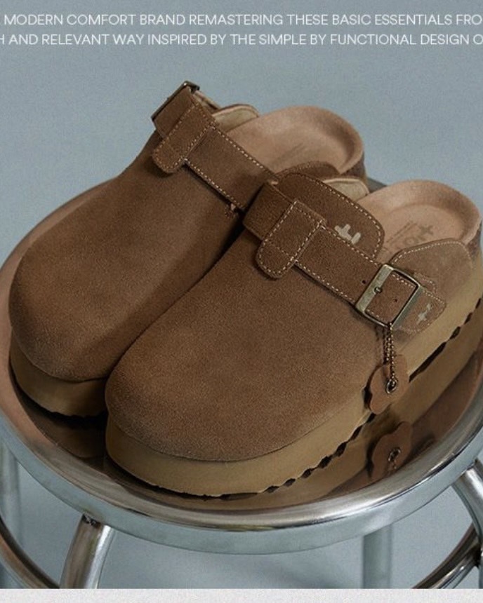 韓國 OTZ 絨面 麂皮 拖鞋 懶人鞋 勃肯鞋 厚底 深咖 淺咖