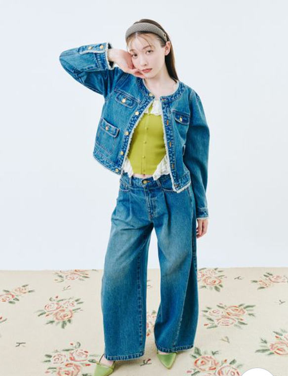 [預購] 折扣LILY BROWN 線條寬鬆牛仔褲