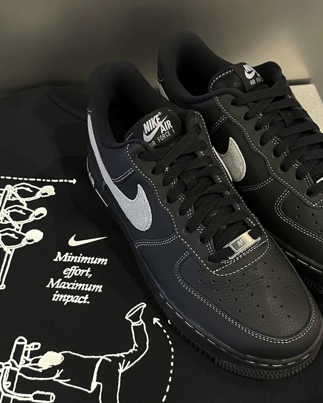 #預購 NIKE AIR FORCE 1 LOW LV8 荔枝皮 外縫線 HQ2037-006 黑灰