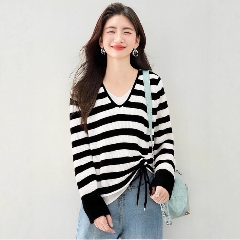 抽繩假兩件針織上衣 兩色