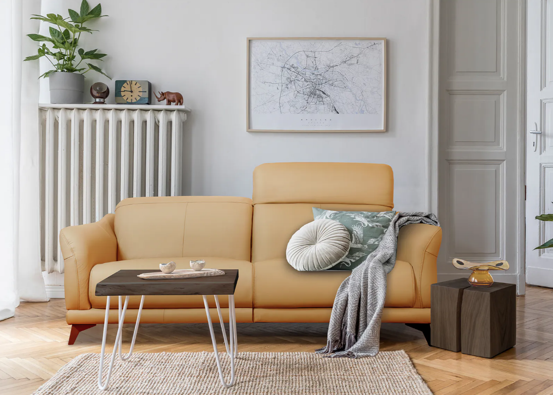 全牛皮兩人座沙發