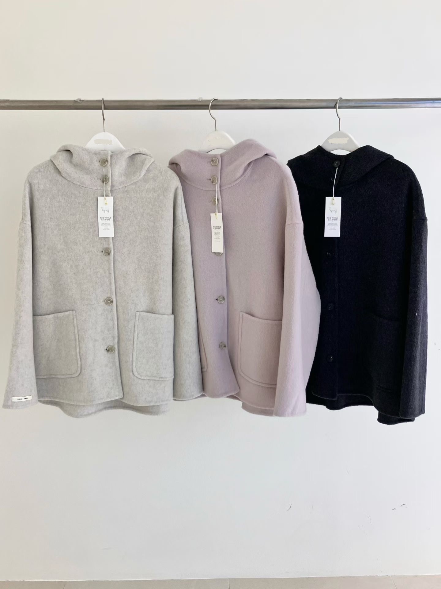 羊絨中長有帽handmade外套