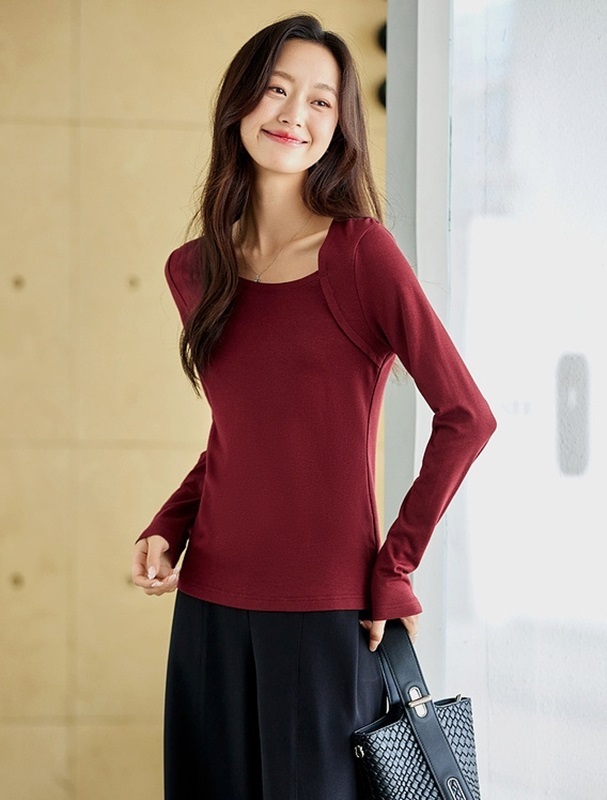 斜領長袖上衣T恤 兩色