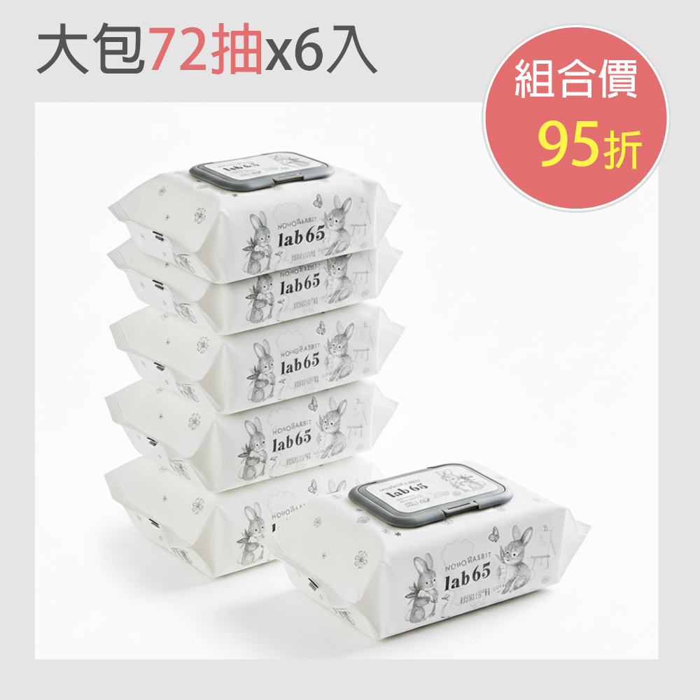 6入組｜MomoRabbit 韓國低敏絲柔純水嬰兒濕紙巾(大包_72抽)