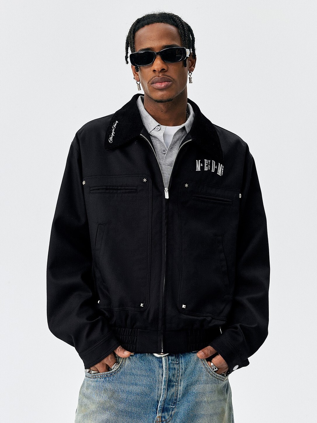 MEDM 字母刺繡 哈林頓風 美式復古夾克 外套
