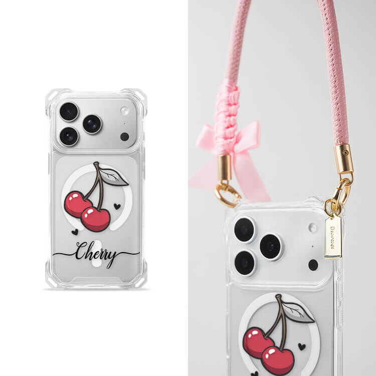 可愛小櫻 四角好掛殼 - 透明防摔掛繩殼 (MagSafe磁吸) iPhone手機殼