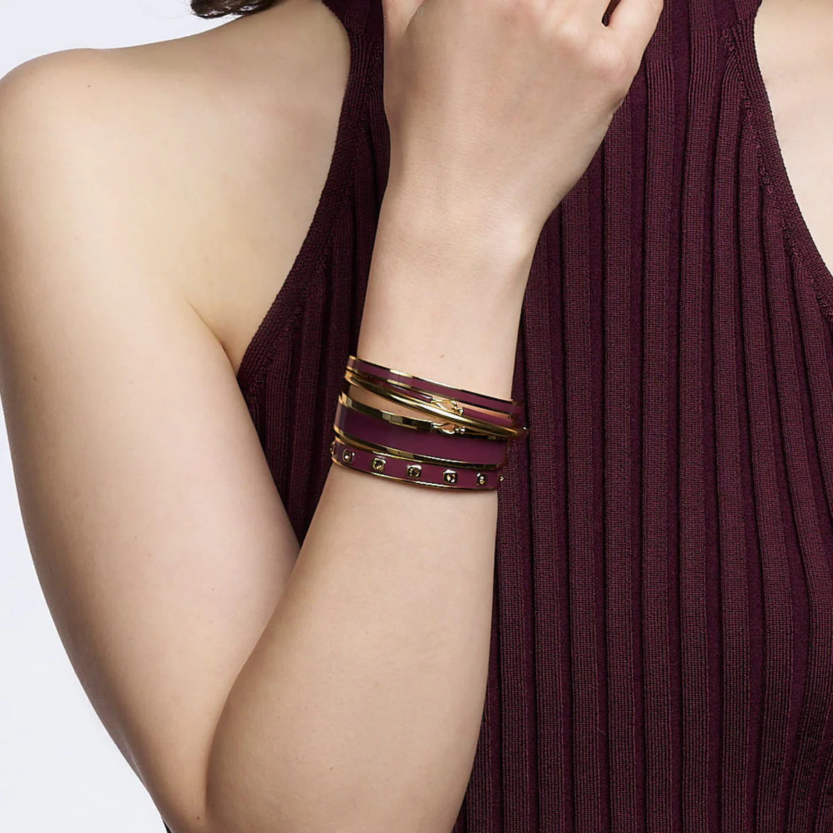 1BU0407-153 [BANGLEUP] Oval Bangle Bracelet - Plum #BUP22-B12-BFA20 (EU)