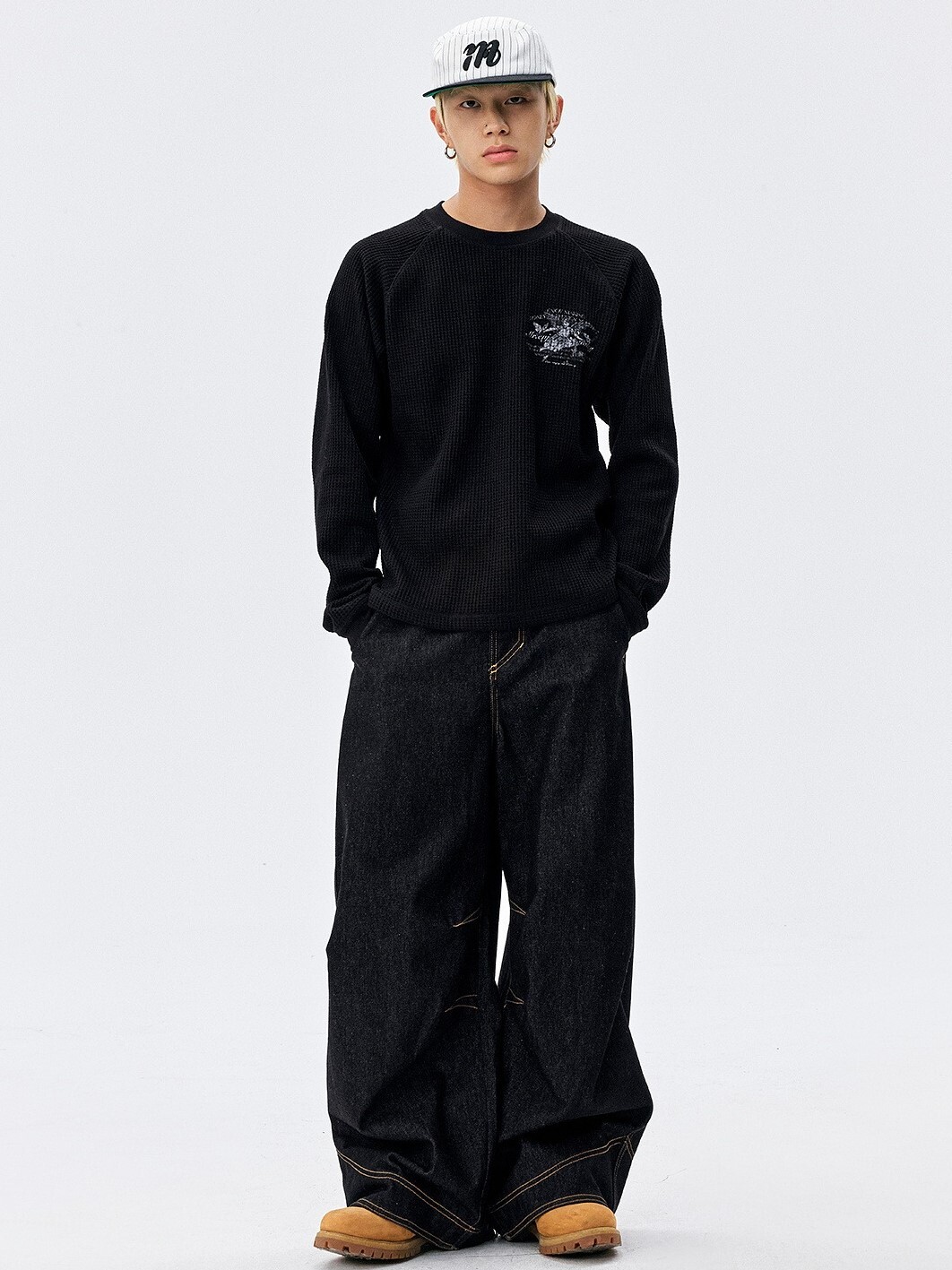 MEDM 天使印花 華夫格 休閒透氣 長袖T