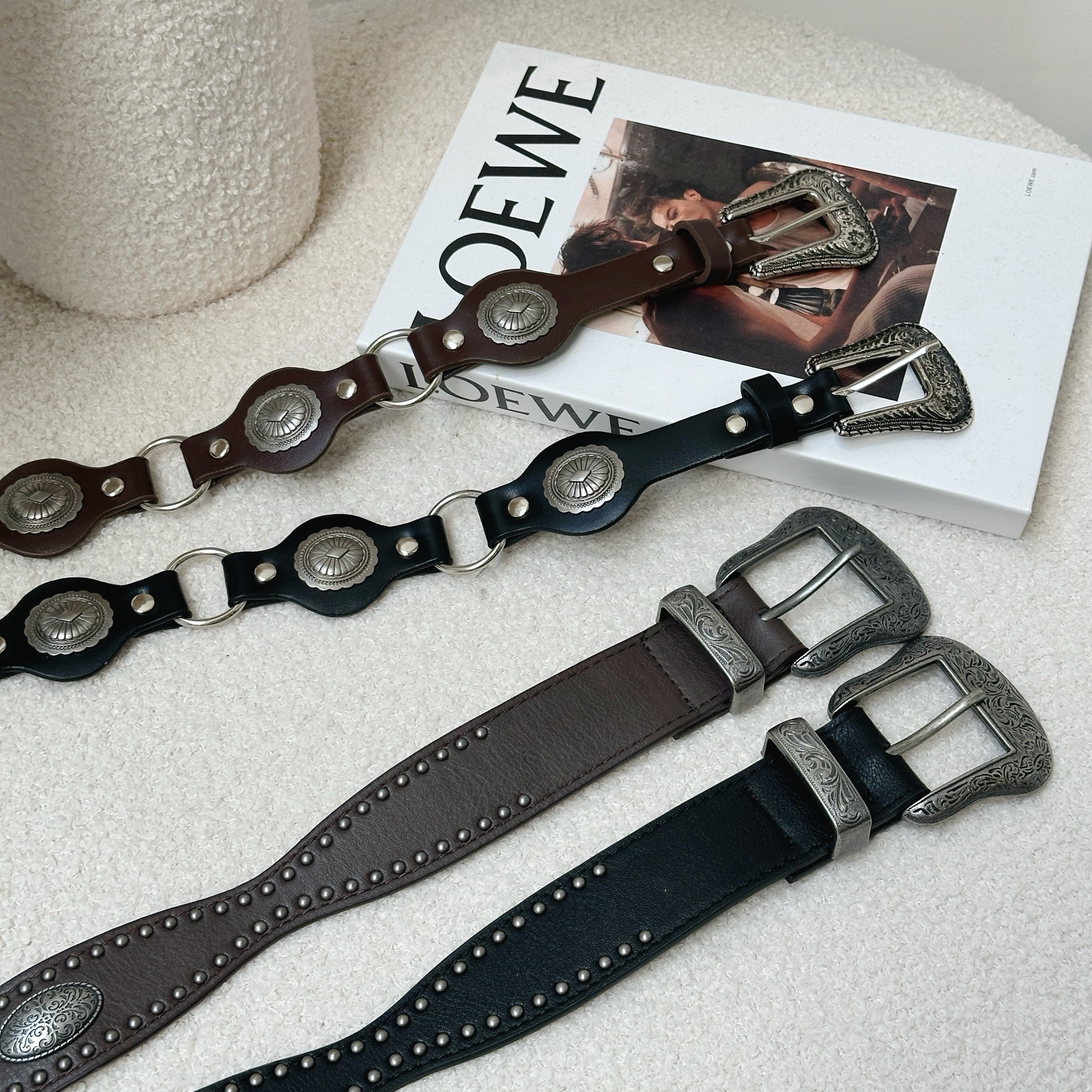 朋克風卯釘復古皮帶/三款