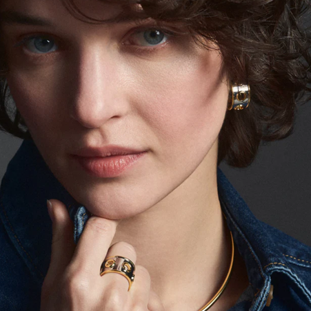 1BU1003-050 [BANGLEUP] Eyelet Hoop Earrings Light Gold & Rhodium #BUP20-EYE-OCR02 (A-K11-E)