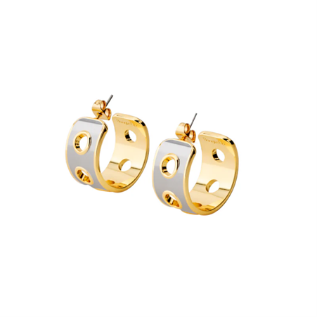 1BU1003-050 [BANGLEUP] Eyelet Hoop Earrings Light Gold & Rhodium #BUP20-EYE-OCR02 (A-K11-E)