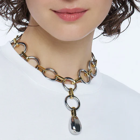 1BU0407-207 [BANGLEUP] Eyelet Necklace Two-tone Light Gold & Rhodium #BUP21-EYE-COL02 (EU)