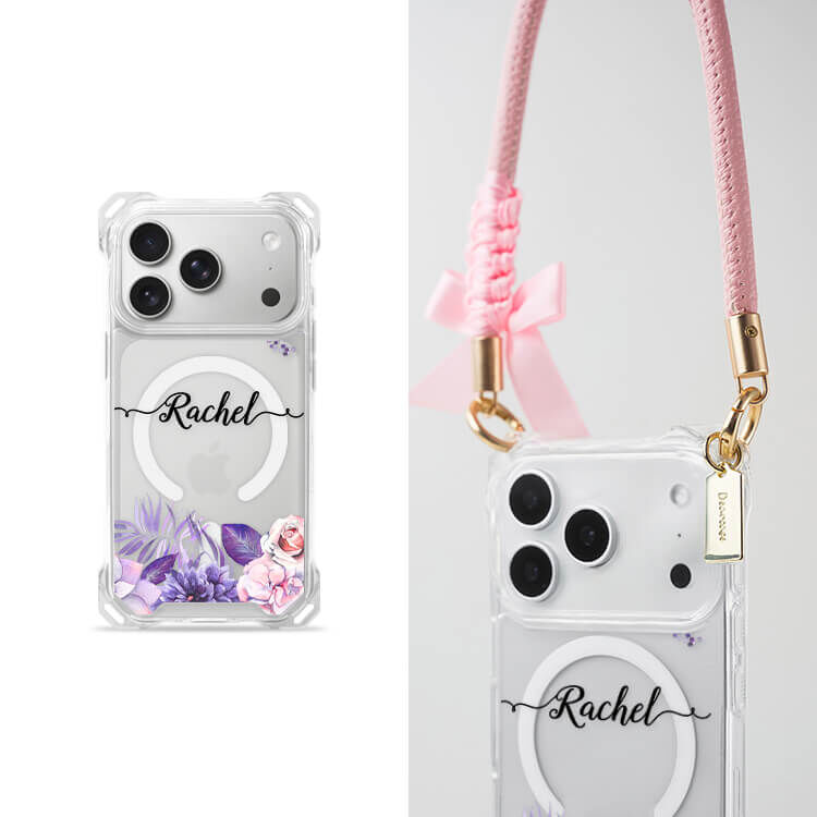 紫色叢林 四角好掛殼 - 透明防摔掛繩殼 (MagSafe磁吸) iPhone手機殼