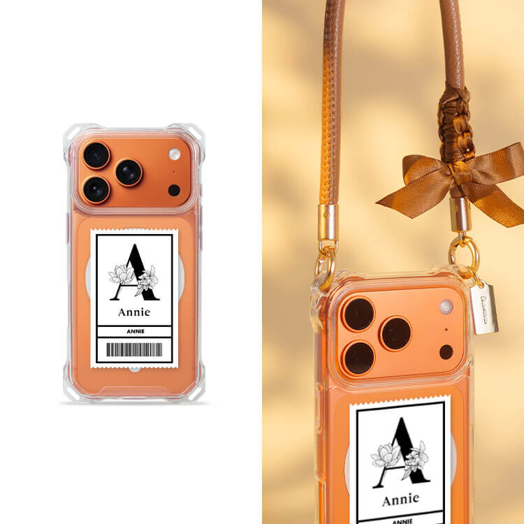 大字條碼 四角好掛殼 - 透明防摔掛繩殼 (MagSafe磁吸) iPhone手機殼