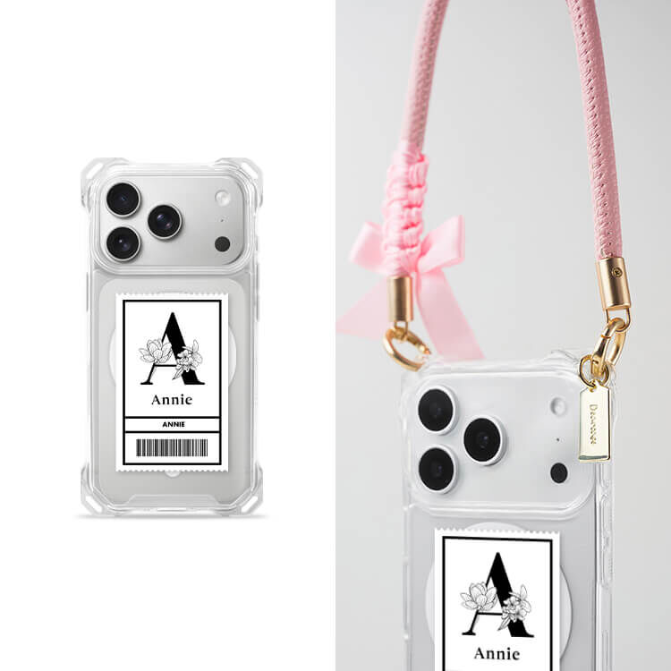 大字條碼 四角好掛殼 - 透明防摔掛繩殼 (MagSafe磁吸) iPhone手機殼