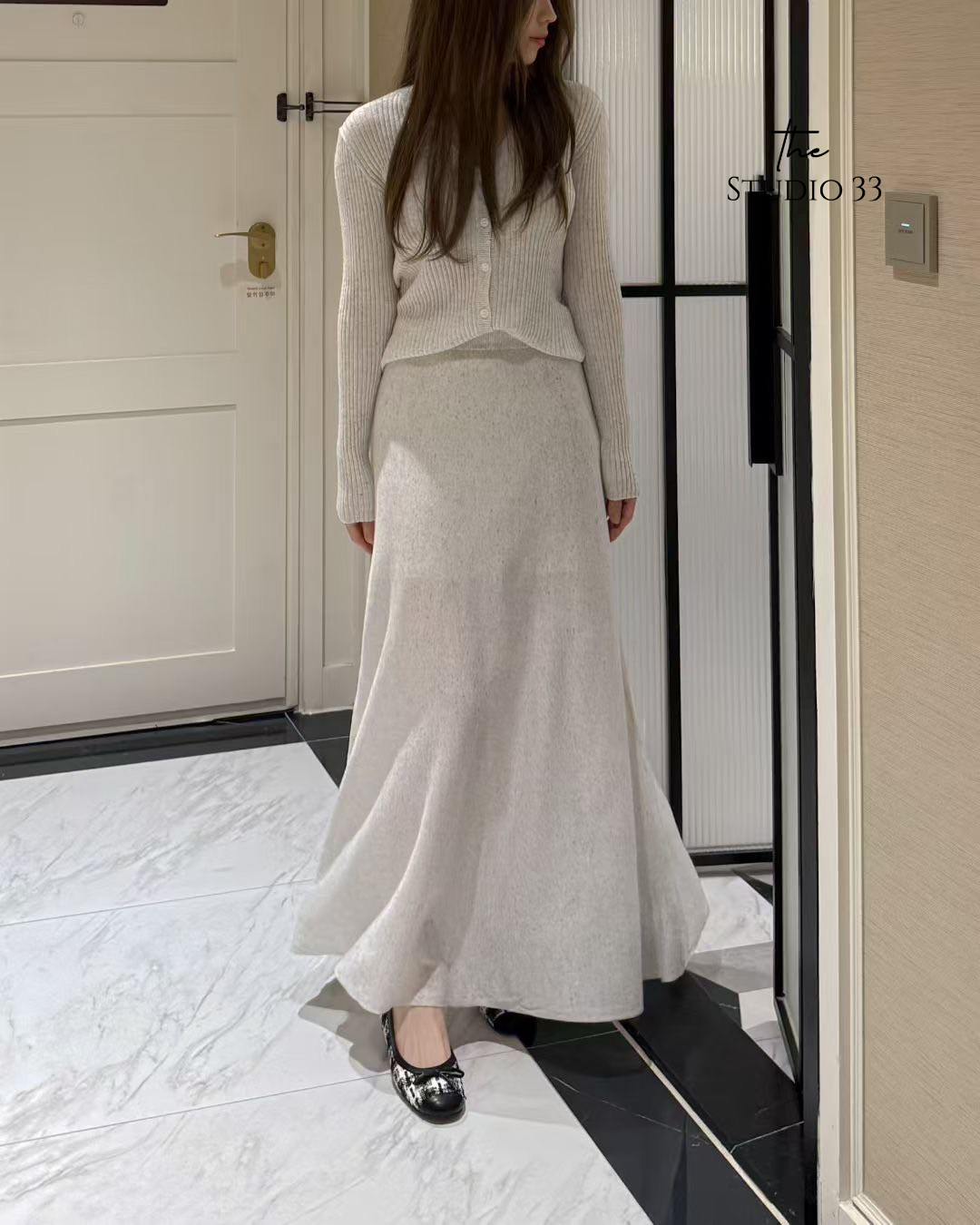 極簡風修身顯瘦針織長裙
