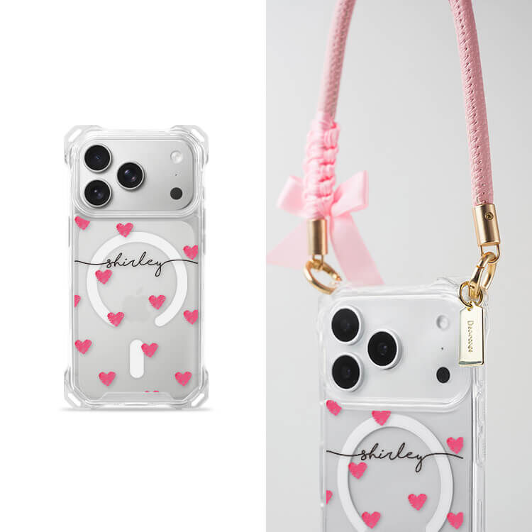 塗鴉愛心  四角好掛殼 - 透明防摔掛繩殼 (MagSafe磁吸) iPhone手機殼