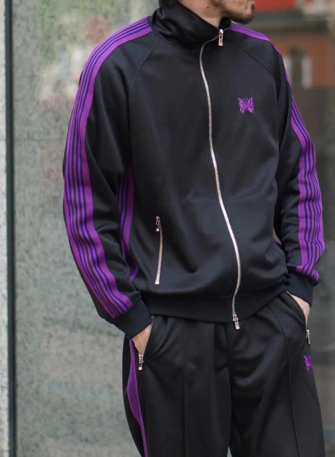 2025AW NEEDLES 聯名 TRACK JACKET 金屬拉鍊 黑紫 蝴蝶 夾克 外套 運動外套 現貨 OV1668 -JKT