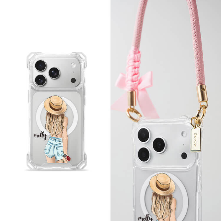 個性女孩  四角好掛殼 - 透明防摔掛繩殼 (MagSafe磁吸) iPhone手機殼