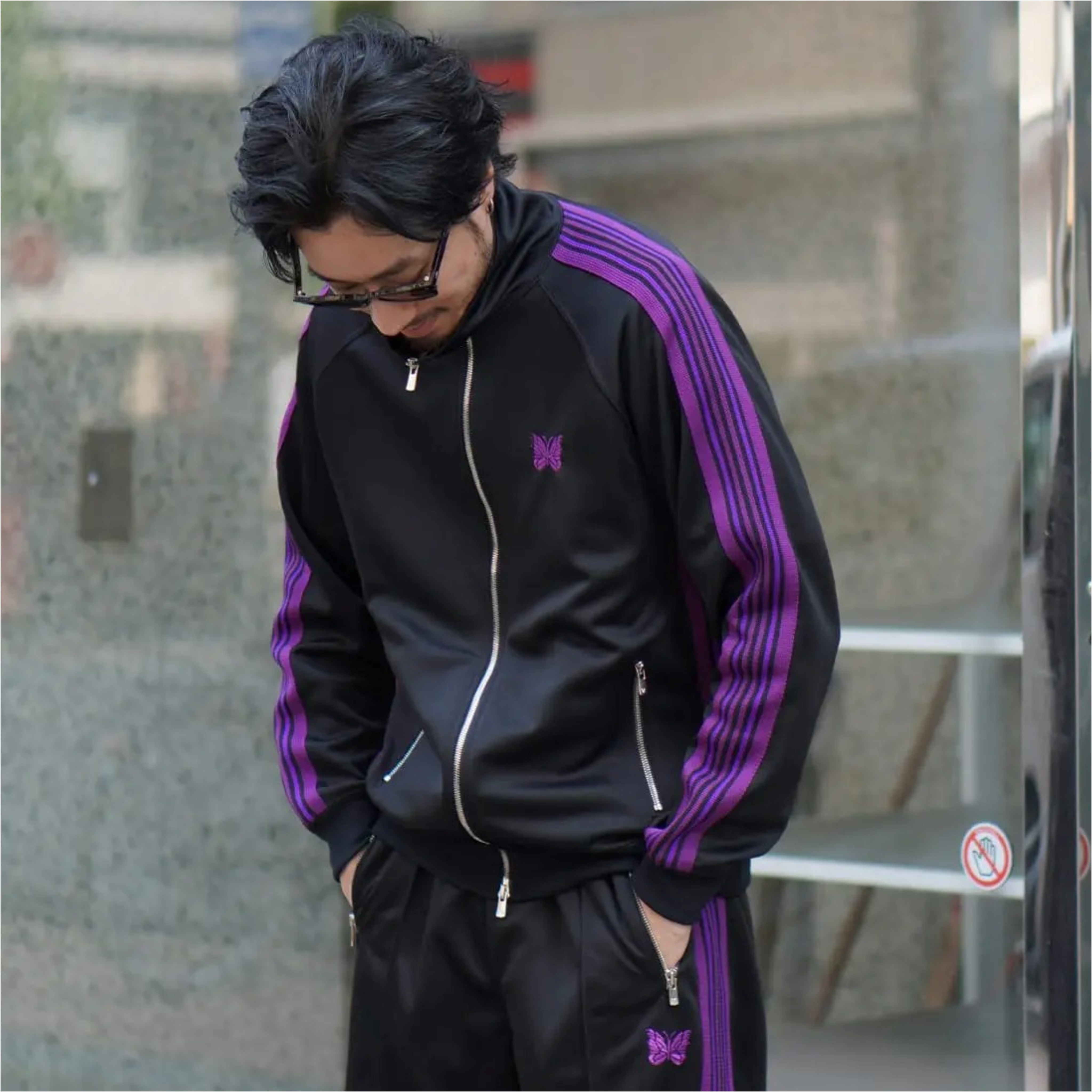 2025AW NEEDLES 聯名 TRACK JACKET 金屬拉鍊 黑紫 蝴蝶 夾克 外套 運動外套 現貨 OV1668 -JKT
