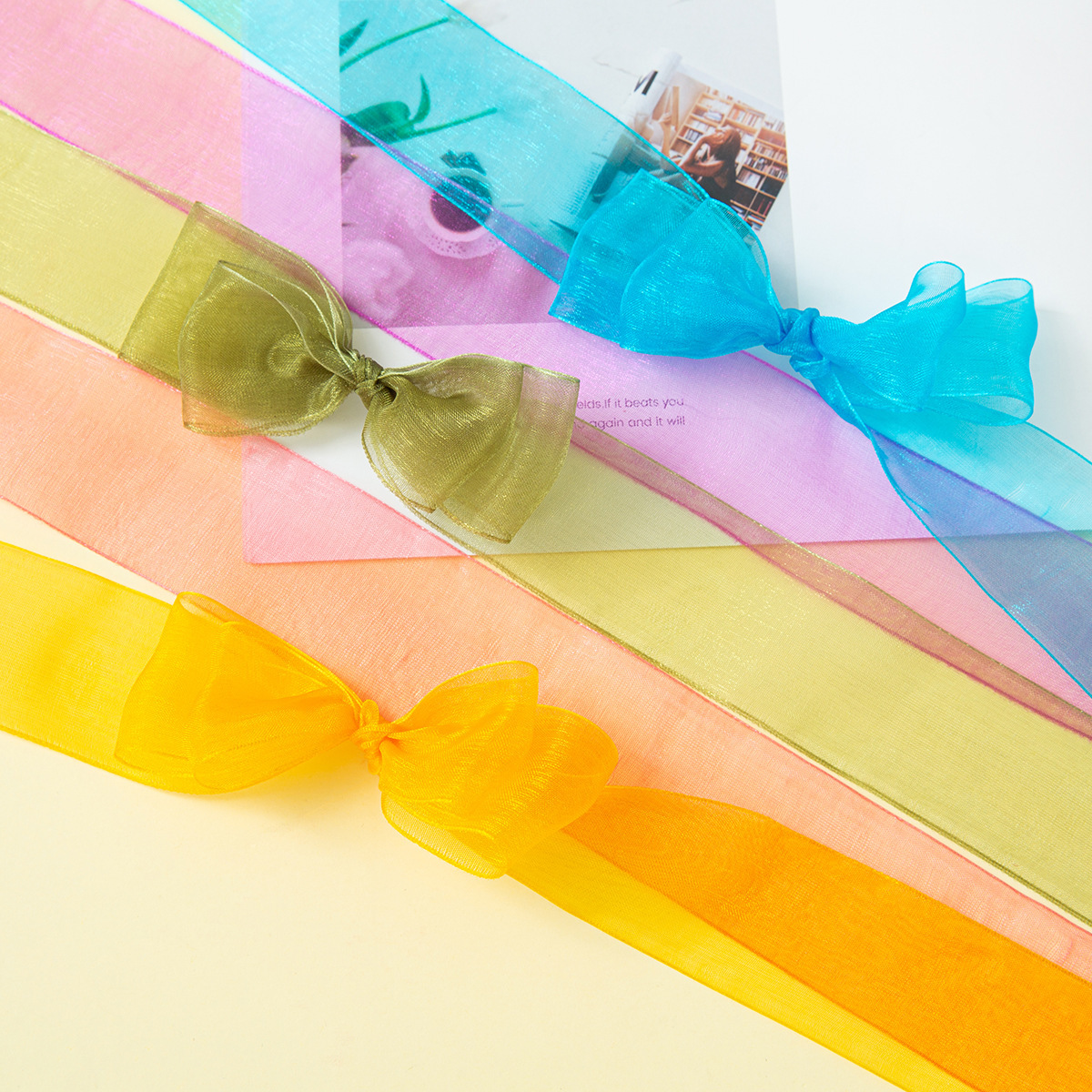 【台灣現貨速發】4公分素色紗緞帶 雪紗帶 紗帶｜4公分 1捲50碼｜緞帶 紗緞帶 包裝材料 批發85元