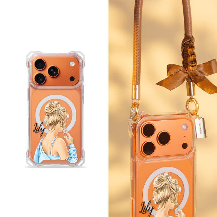 休閒女孩  四角好掛殼 - 透明防摔掛繩殼 (MagSafe磁吸) iPhone手機殼