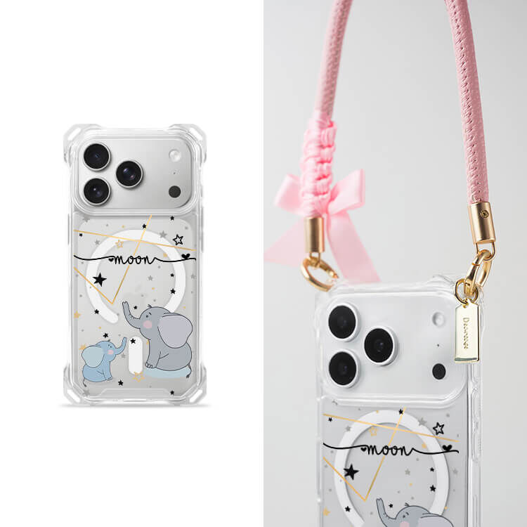 灰色小象  四角好掛殼 - 透明防摔掛繩殼 (MagSafe磁吸) iPhone手機殼