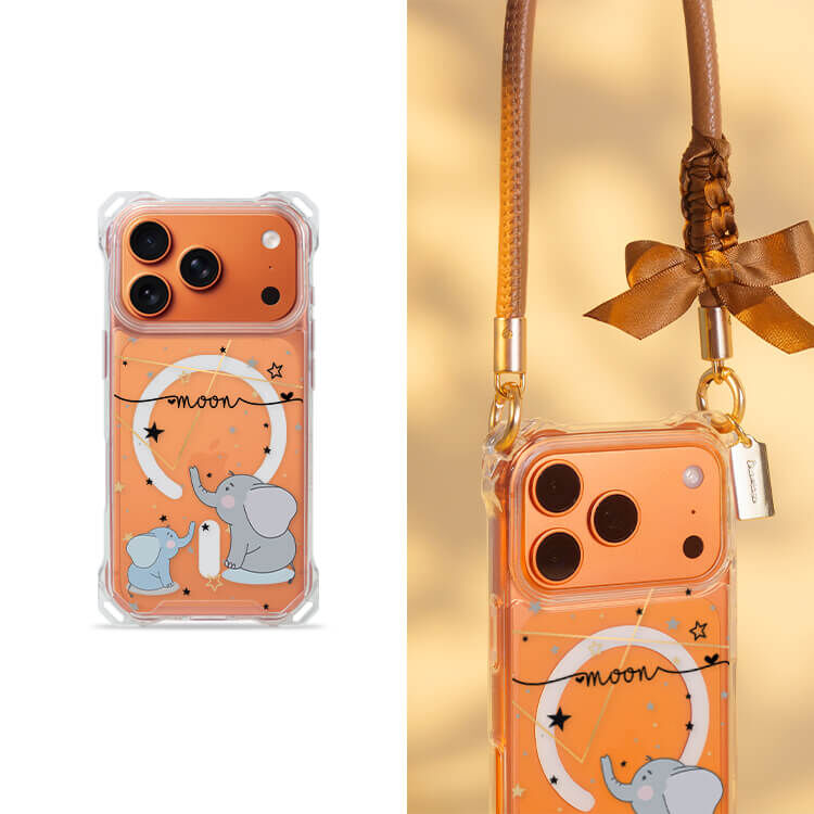 灰色小象  四角好掛殼 - 透明防摔掛繩殼 (MagSafe磁吸) iPhone手機殼