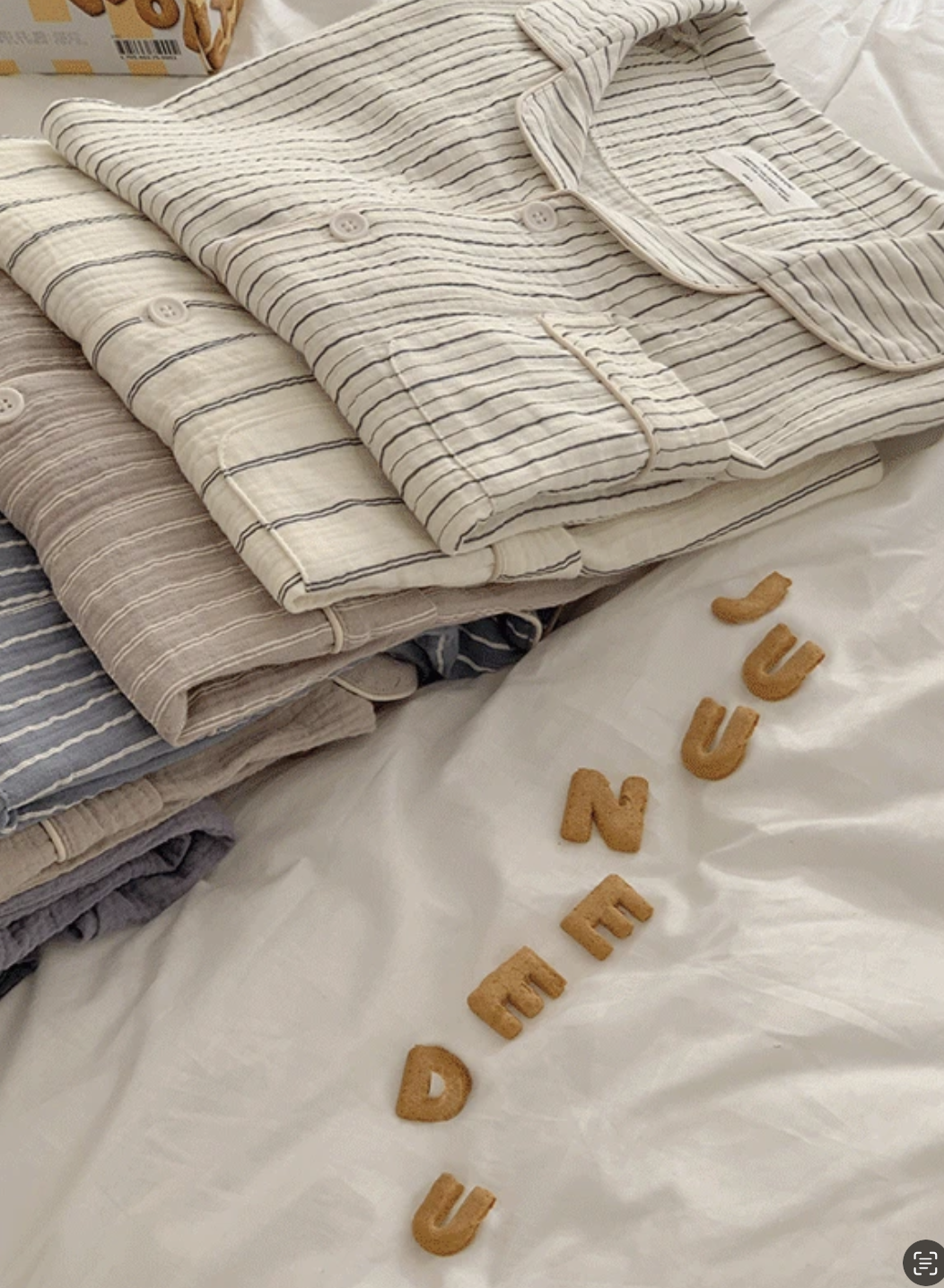 【現貨】韓國JUUNEEDU睡衣｜Relax 7Days 皺棉短袖睡衣套裝 *Ling's pick