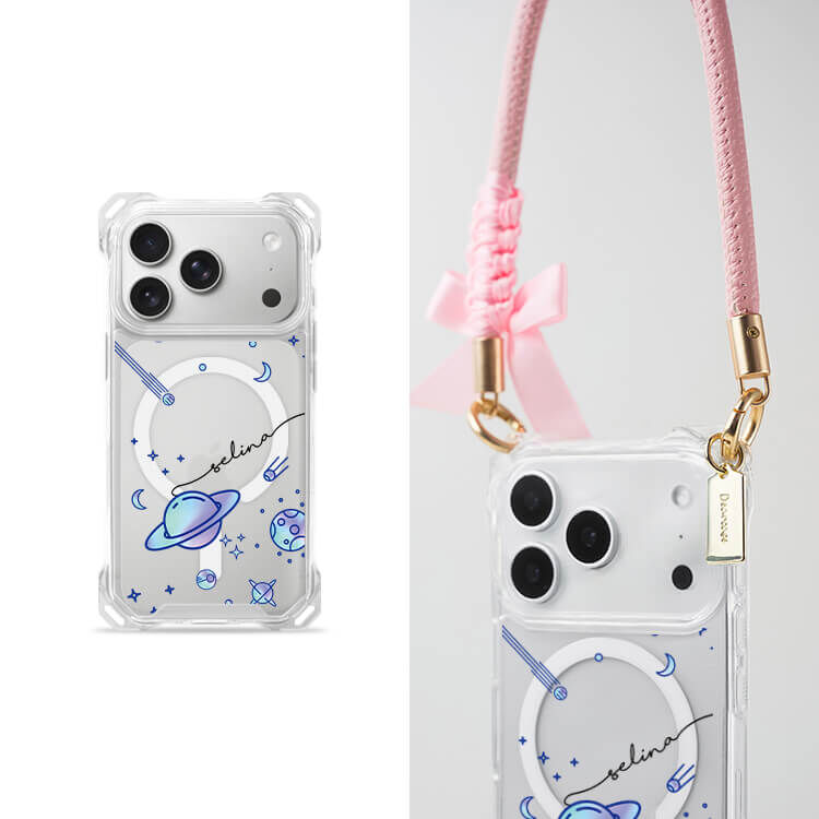 紫色星球  四角好掛殼 - 透明防摔掛繩殼 (MagSafe磁吸) iPhone手機殼