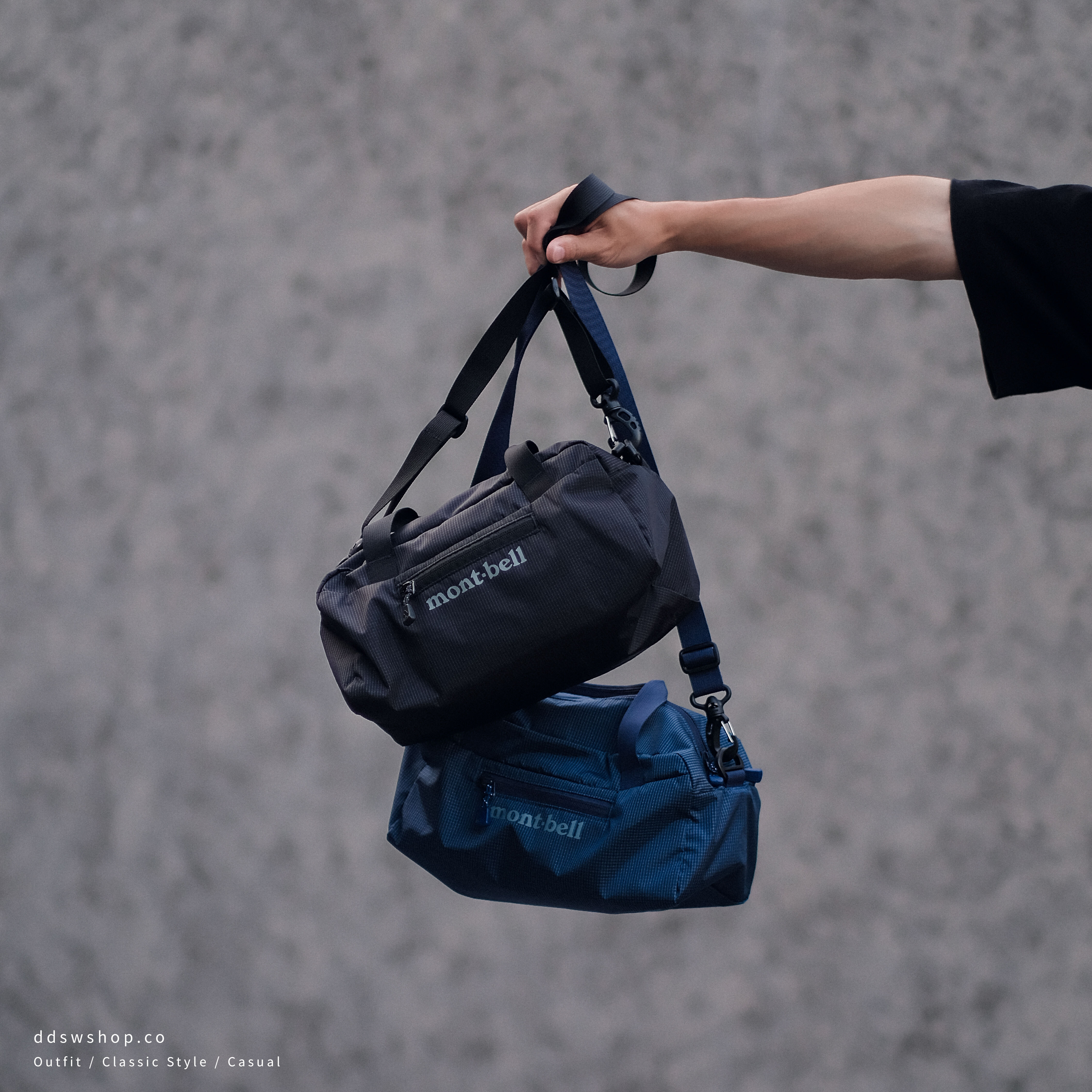 "現貨+代購" Montbell 戶外多功能收納手提 單肩斜背包 5L 黑色/海軍藍