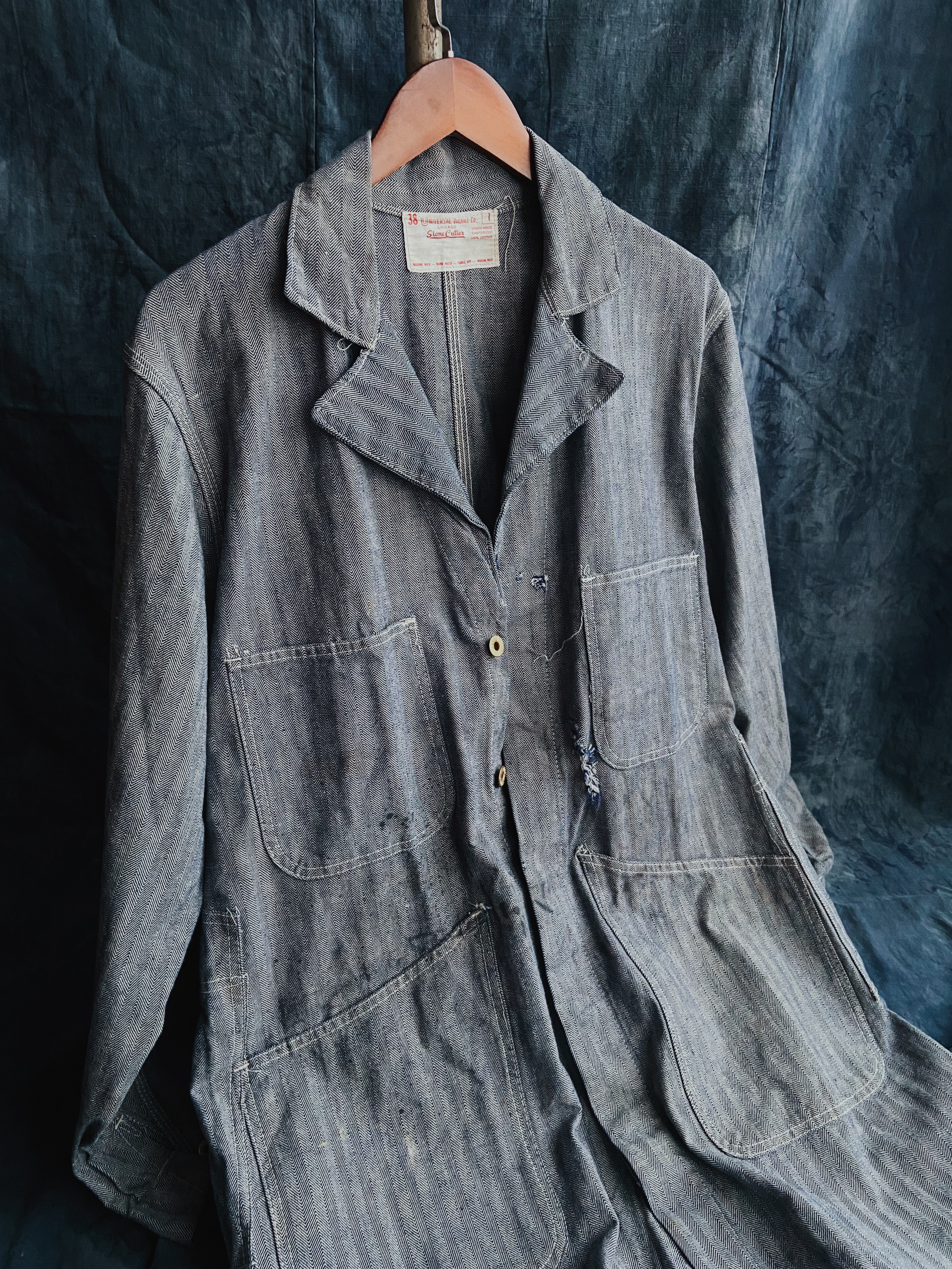 70s Stone Cutter HBT Shop Coat / 人字紋職人工作大衣