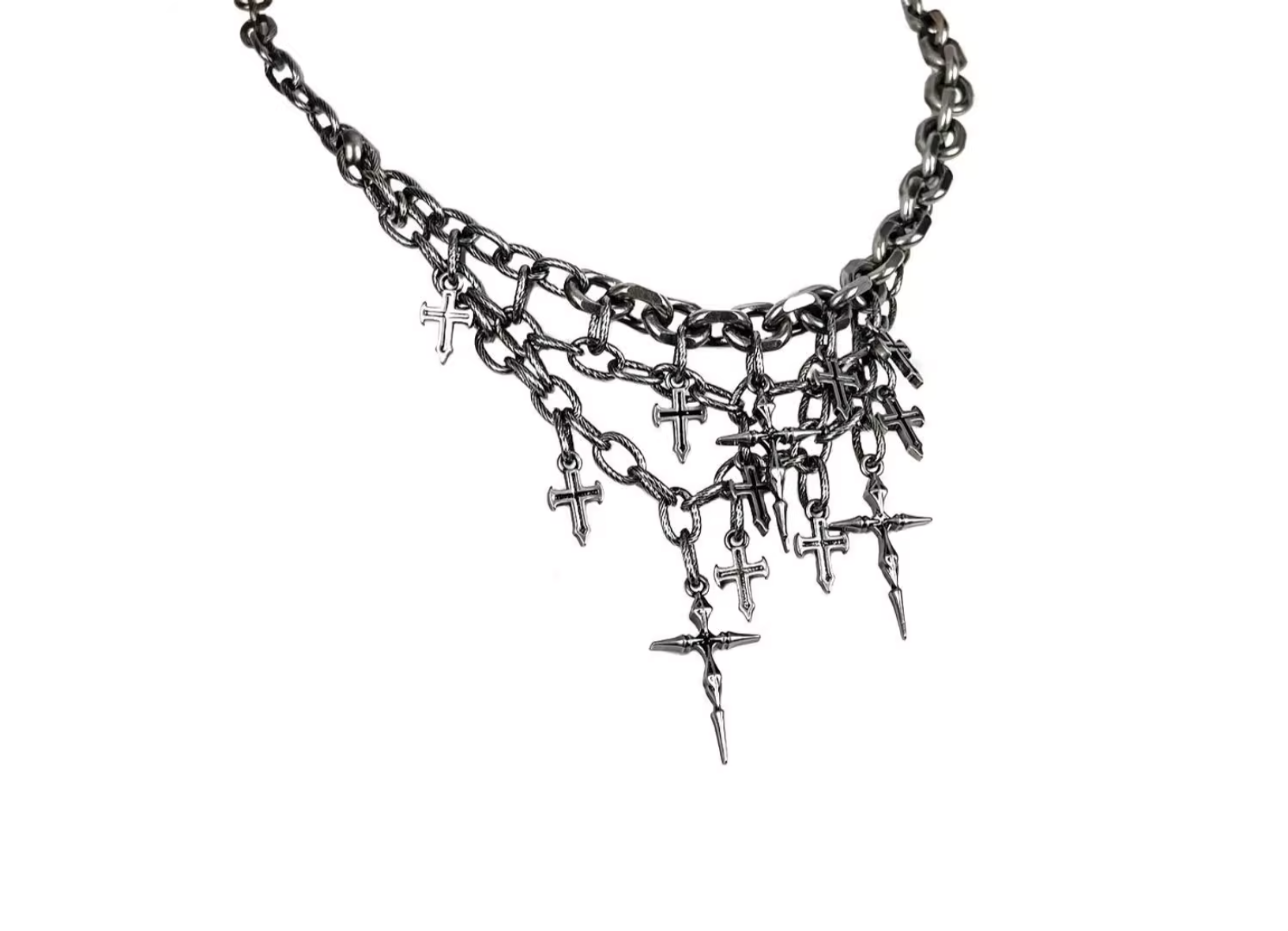 HK07 精選金屬龐克十字架不規則項鍊 / 頸鏈