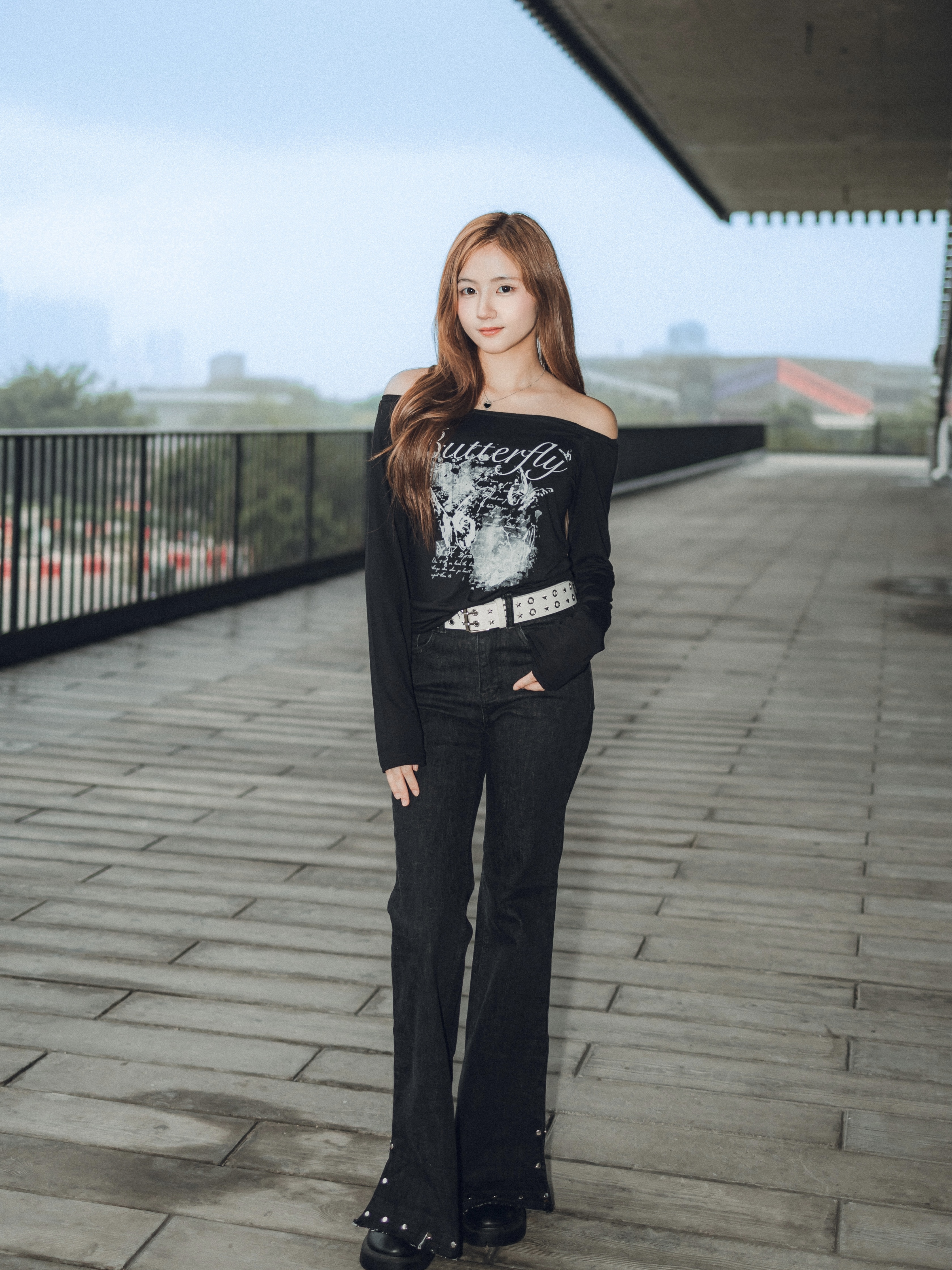 Black Style Rivet Flare Jeans