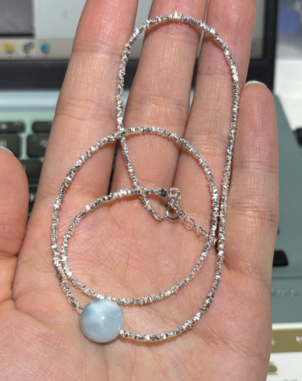 251001 - G42 海紋石圓珠S925純銀頸鏈