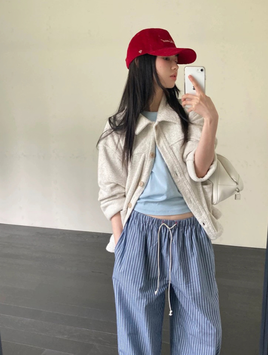 ᴷᴼᴿᴱᴬ 🇰🇷隨性慵懶風休閒直紋寬鬆長褲(兩色)