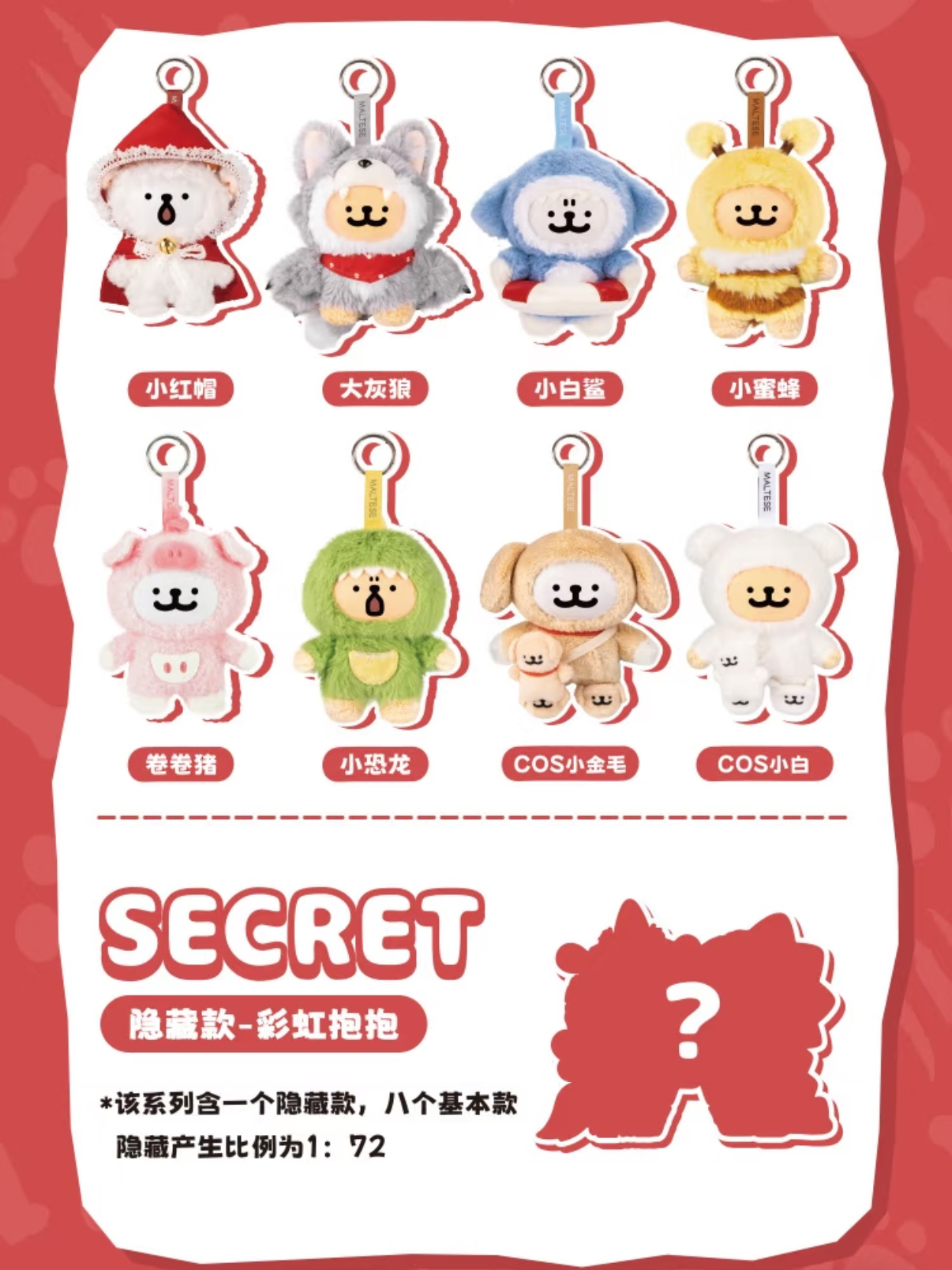 線條小狗 Maltese 馬爾濟斯 正版授權 猜猜我是誰 糖膠毛絨盲盒 吊飾 鑰匙圈 毛絨吊飾 盲盒 8+1款/預購