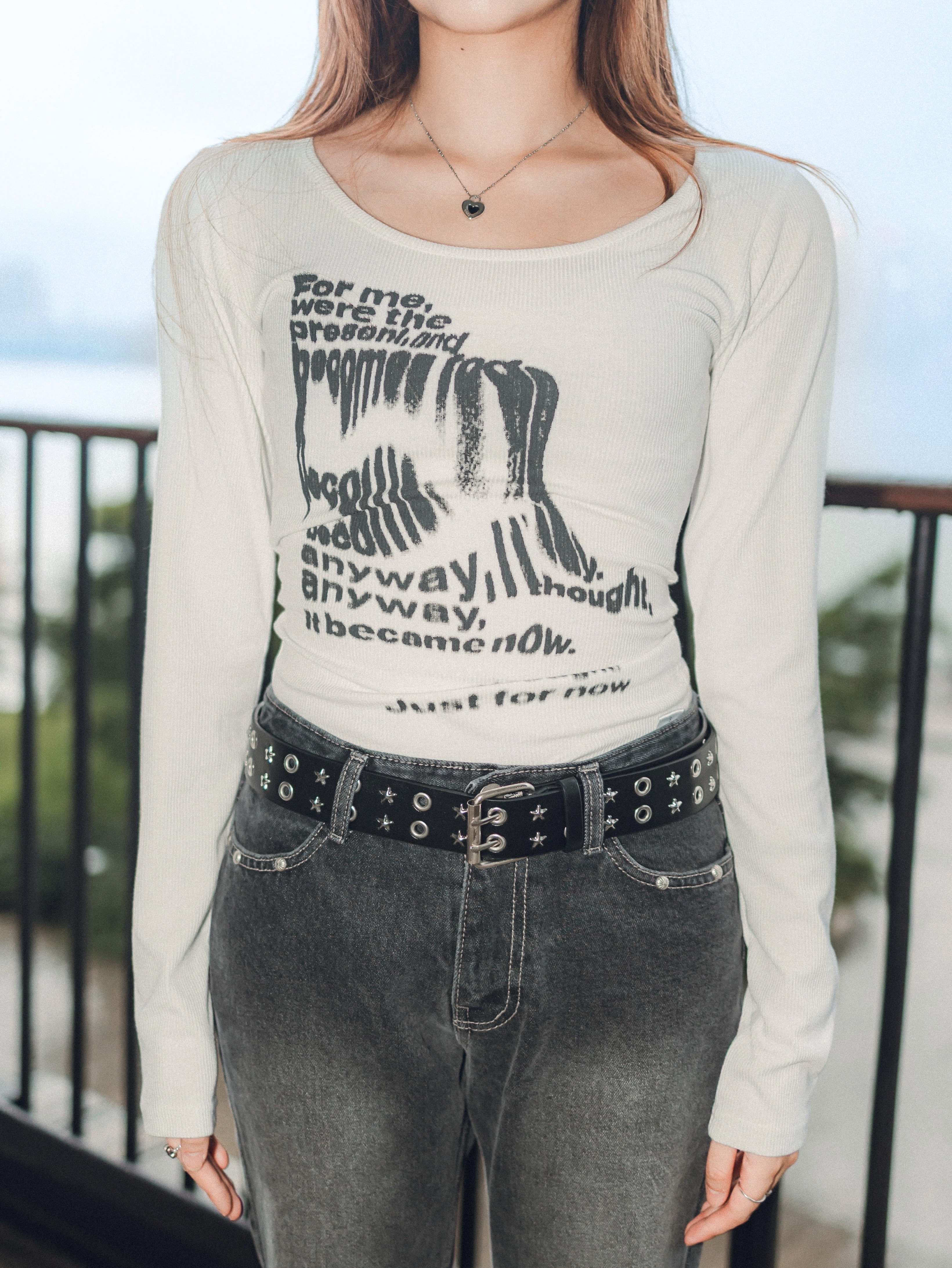 Just For Now Y2K Print Tee