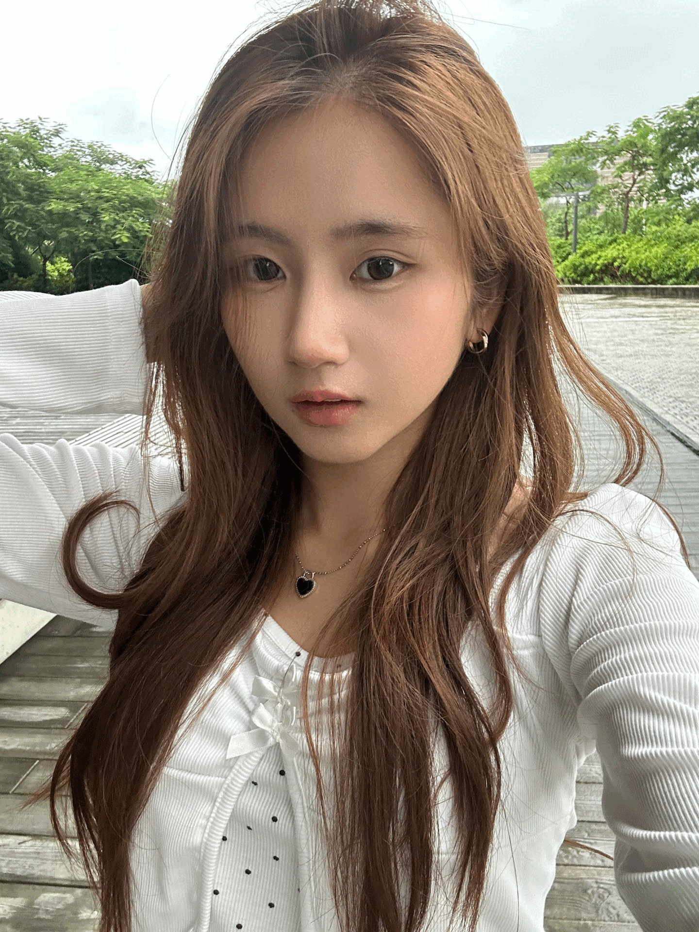 蝴蝶結掛頸波點假兩件上衣