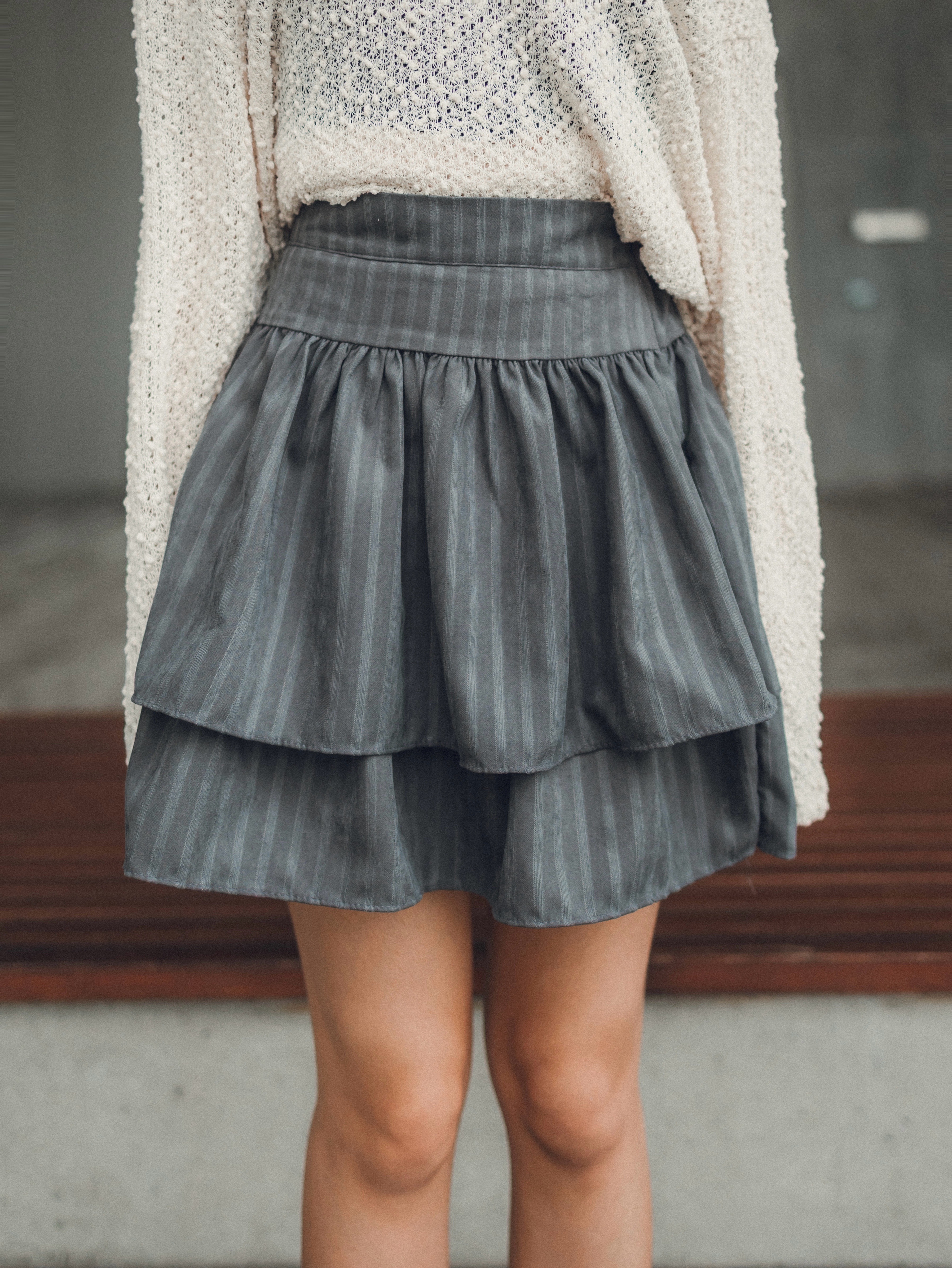 Let's Go Party直紋雙層短裙