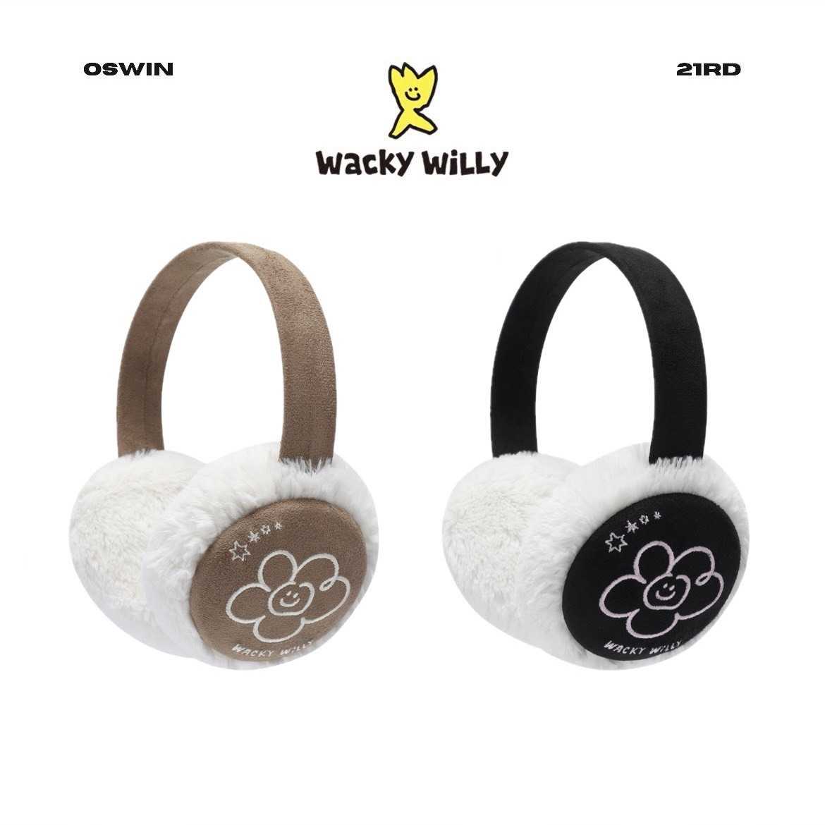韓國 Wacky Willy 小飛人 小花毛絨耳罩