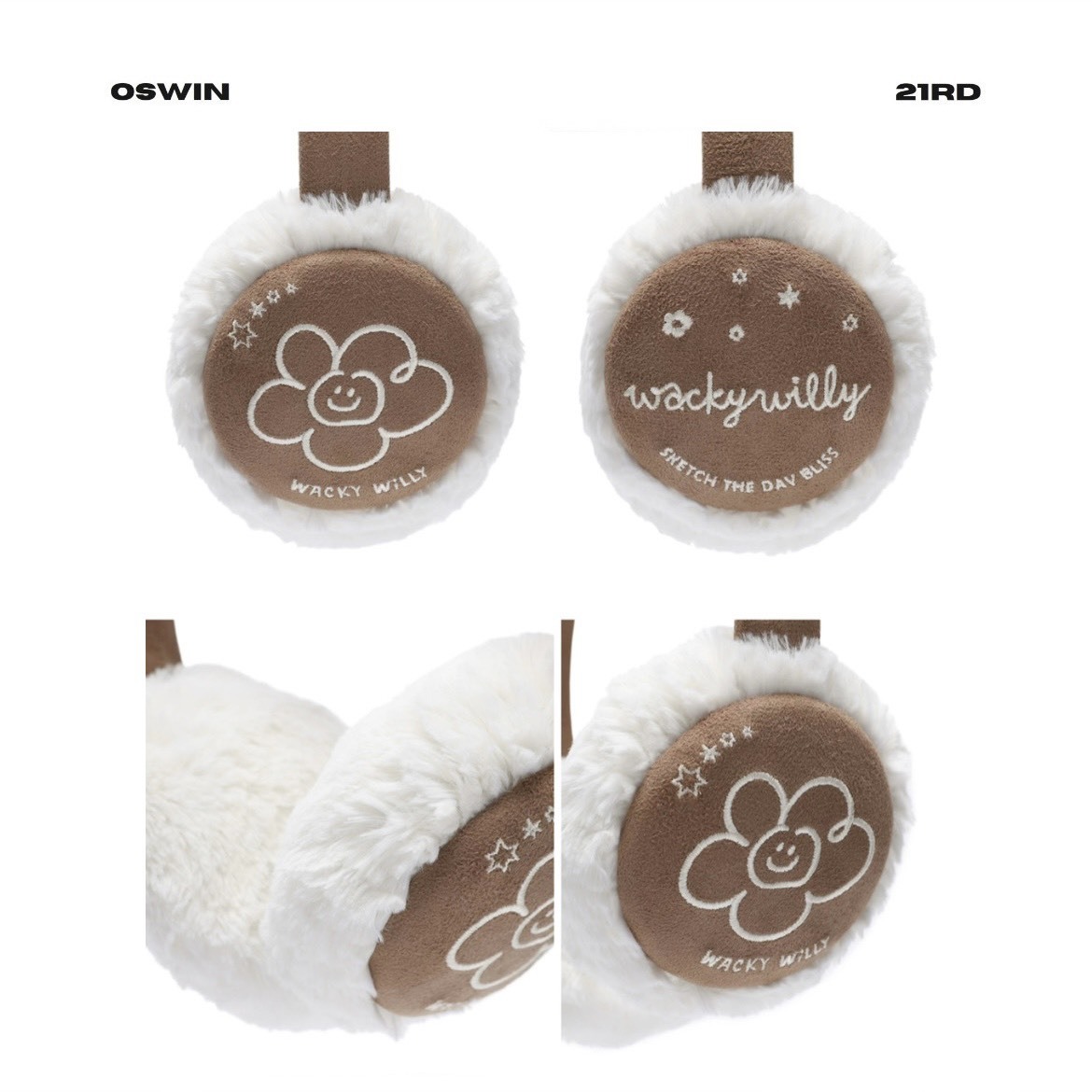 韓國 Wacky Willy 小飛人 小花毛絨耳罩