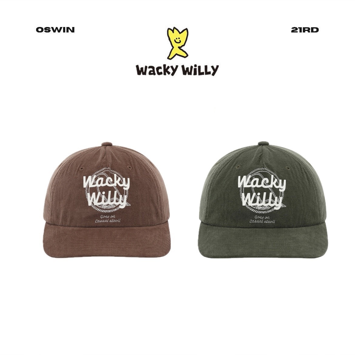 韓國 Wacky Willy 小飛人 字母刺繡棒球帽