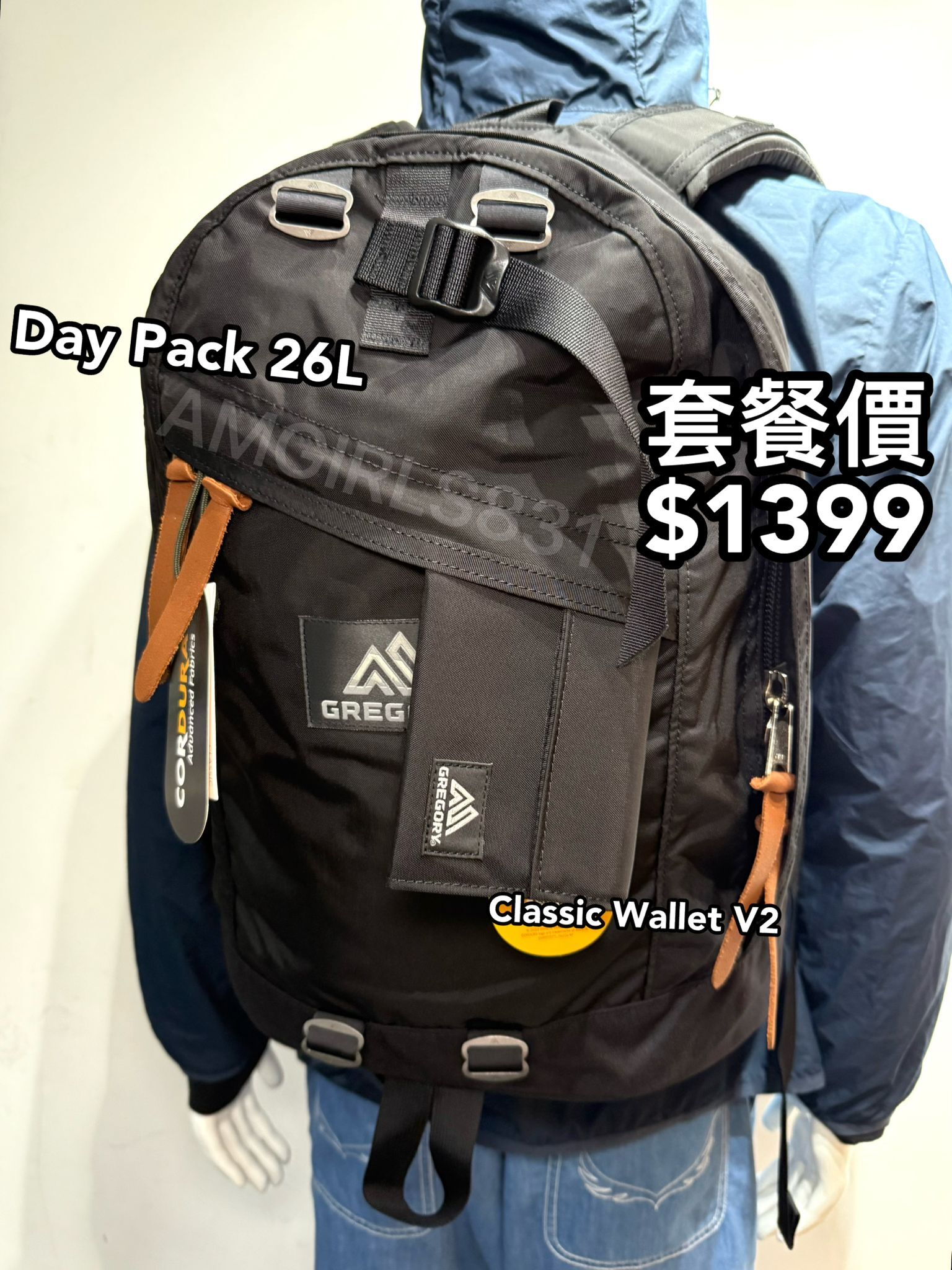 Gregory day pack black + GREGORY Classic Wallet V2 Black